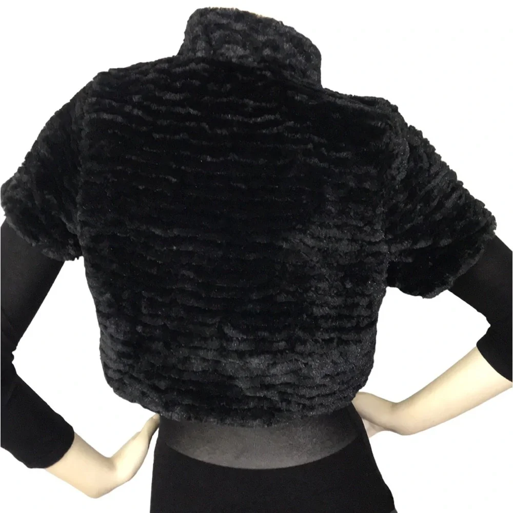 Poetry Plush Faux Fur Black Shrug Cape-let S